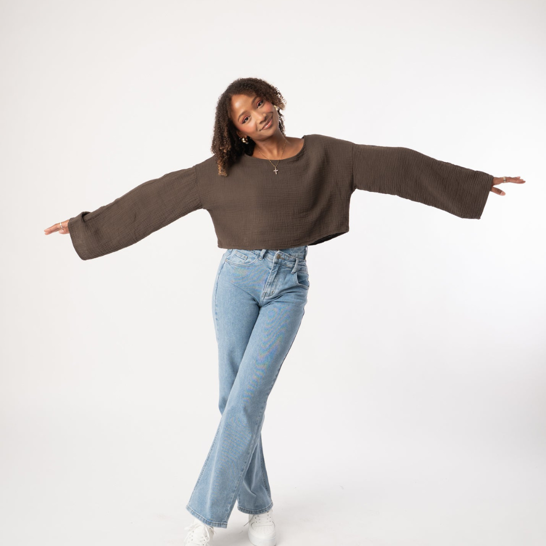 Marta | Vaqueros rectos asimétricos azul claro