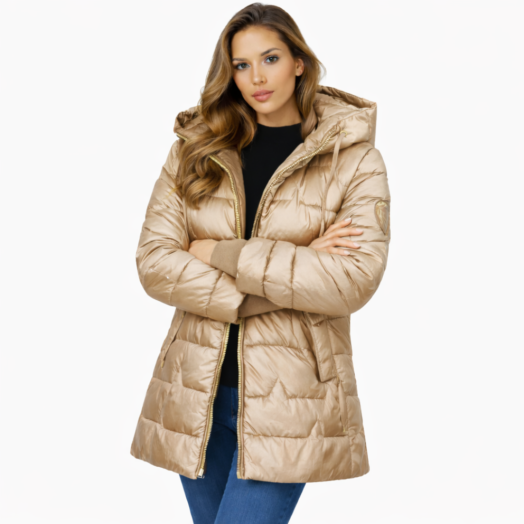 Valentina |  Chaqueta acolchada larga y cálida con capucha generosa