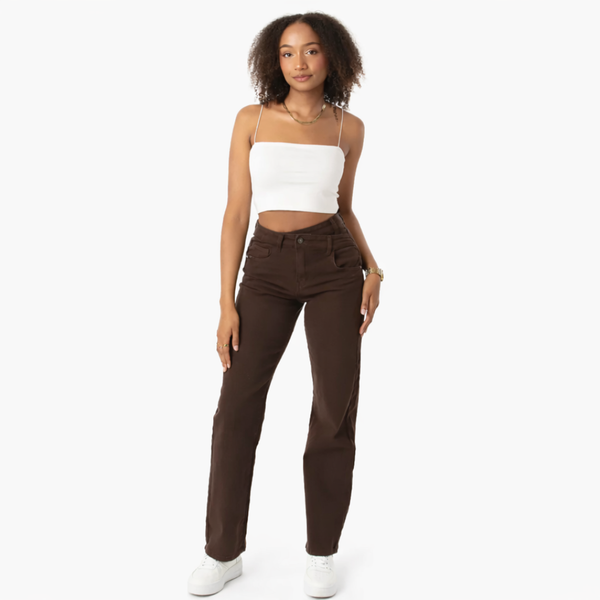 Marta | Vaqueros rectos simétricos marrón