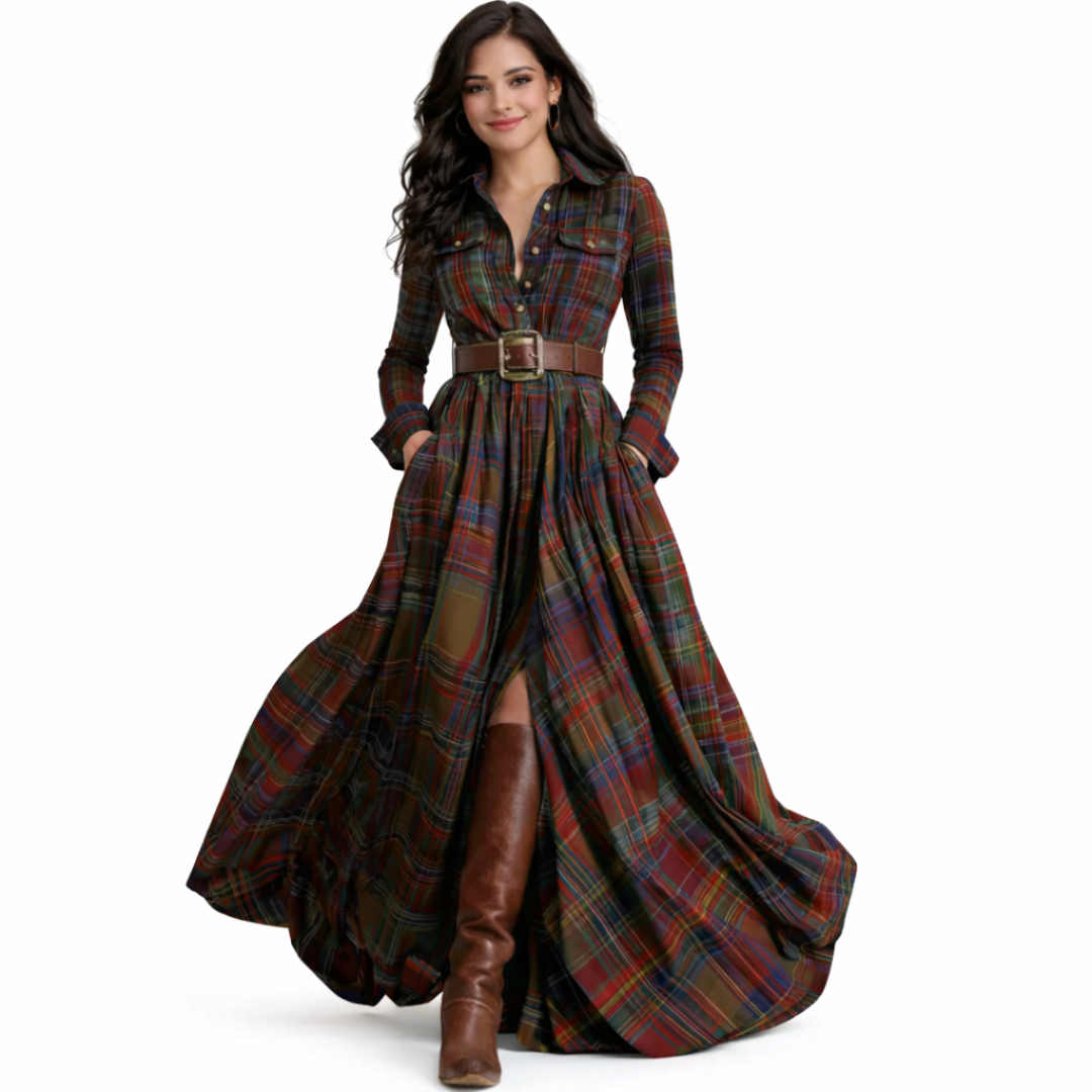 Vera | Vestido largo de cuadros