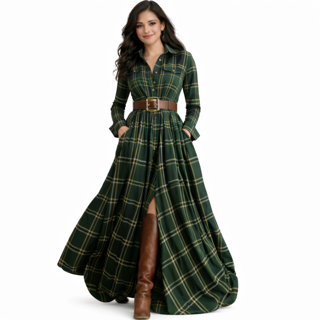 Vera | Vestido largo de cuadros