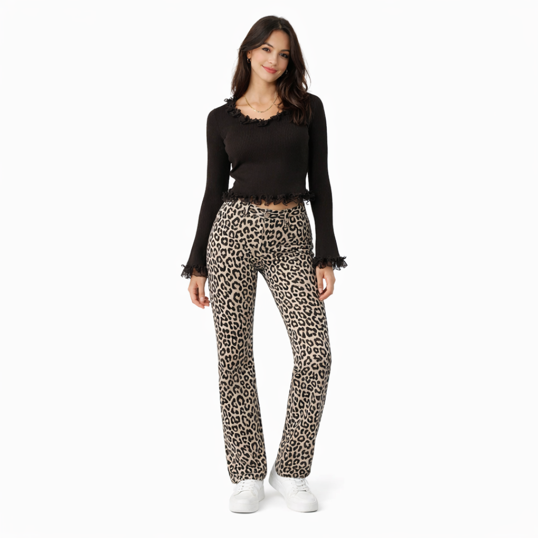 Marta  | Vaqueros rectos leopardo