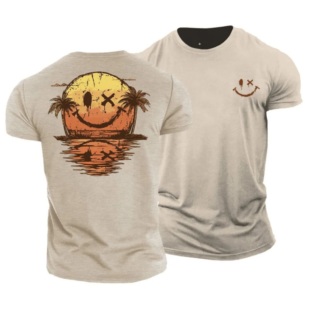 Camiseta de verano con carita sonriente y estampado marino