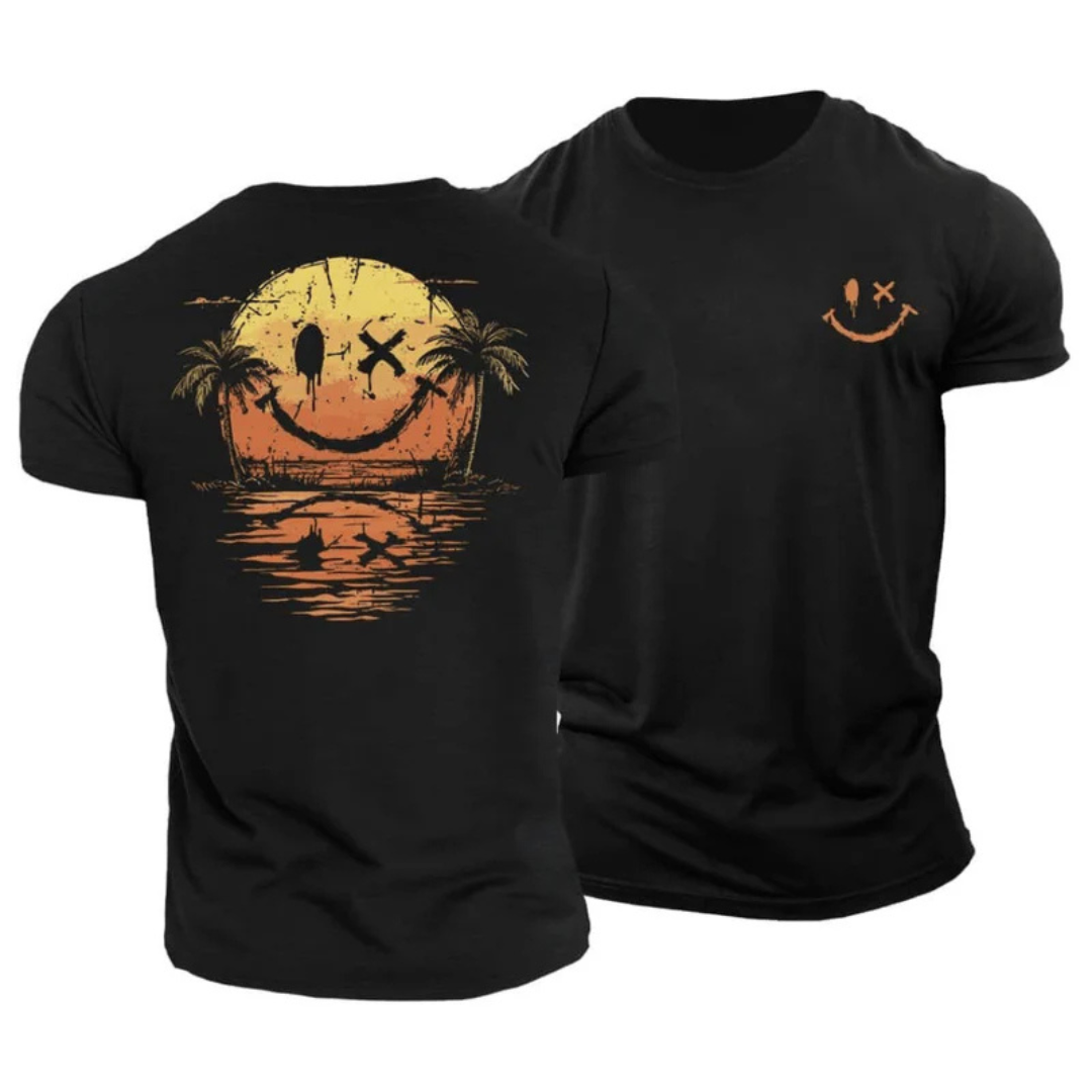Camiseta de verano con carita sonriente y estampado marino