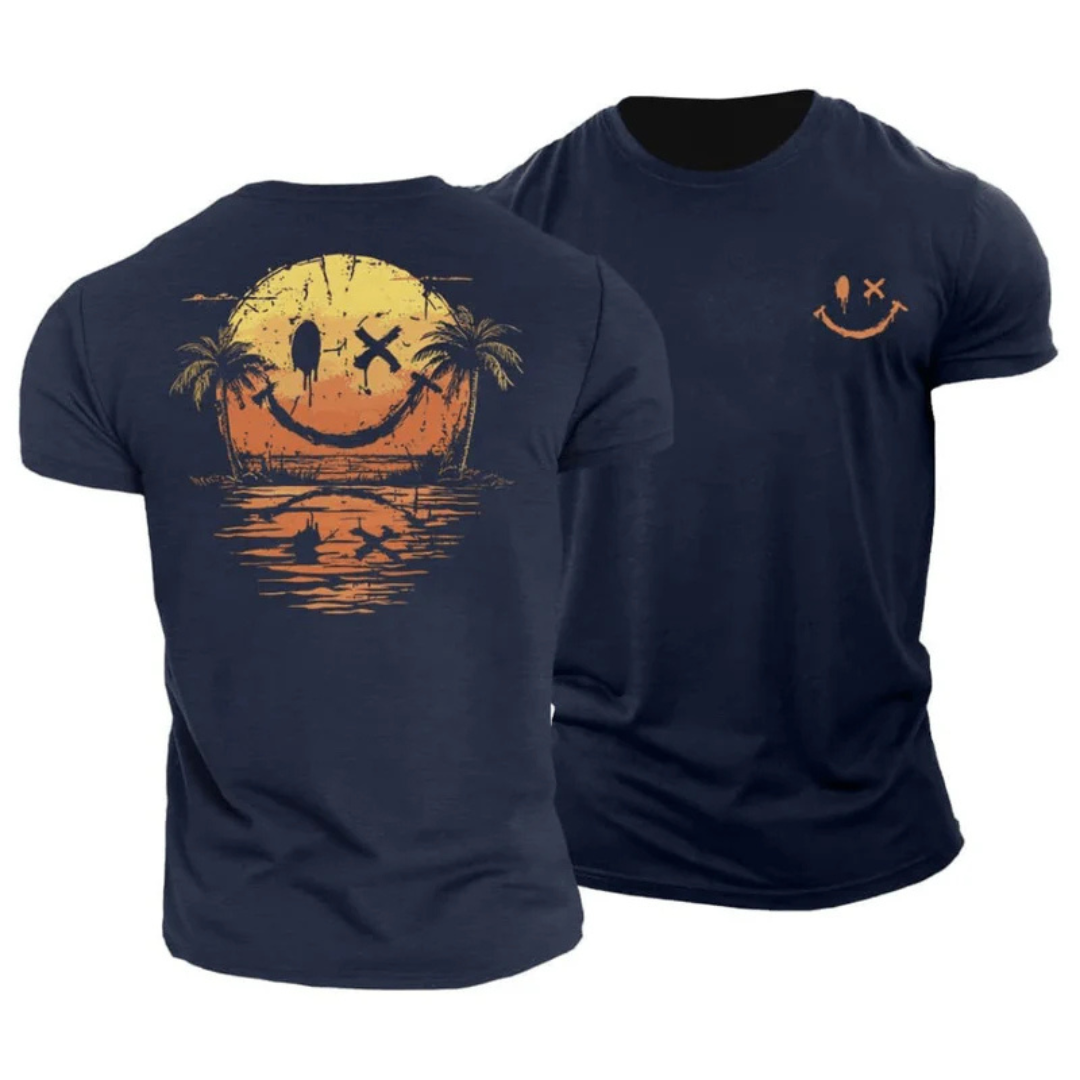 Camiseta de verano con carita sonriente y estampado marino