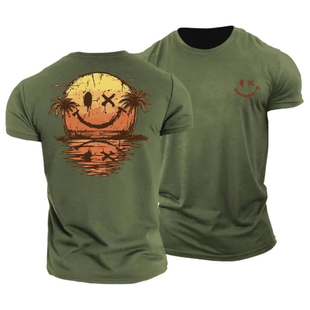 Camiseta de verano con carita sonriente y estampado marino