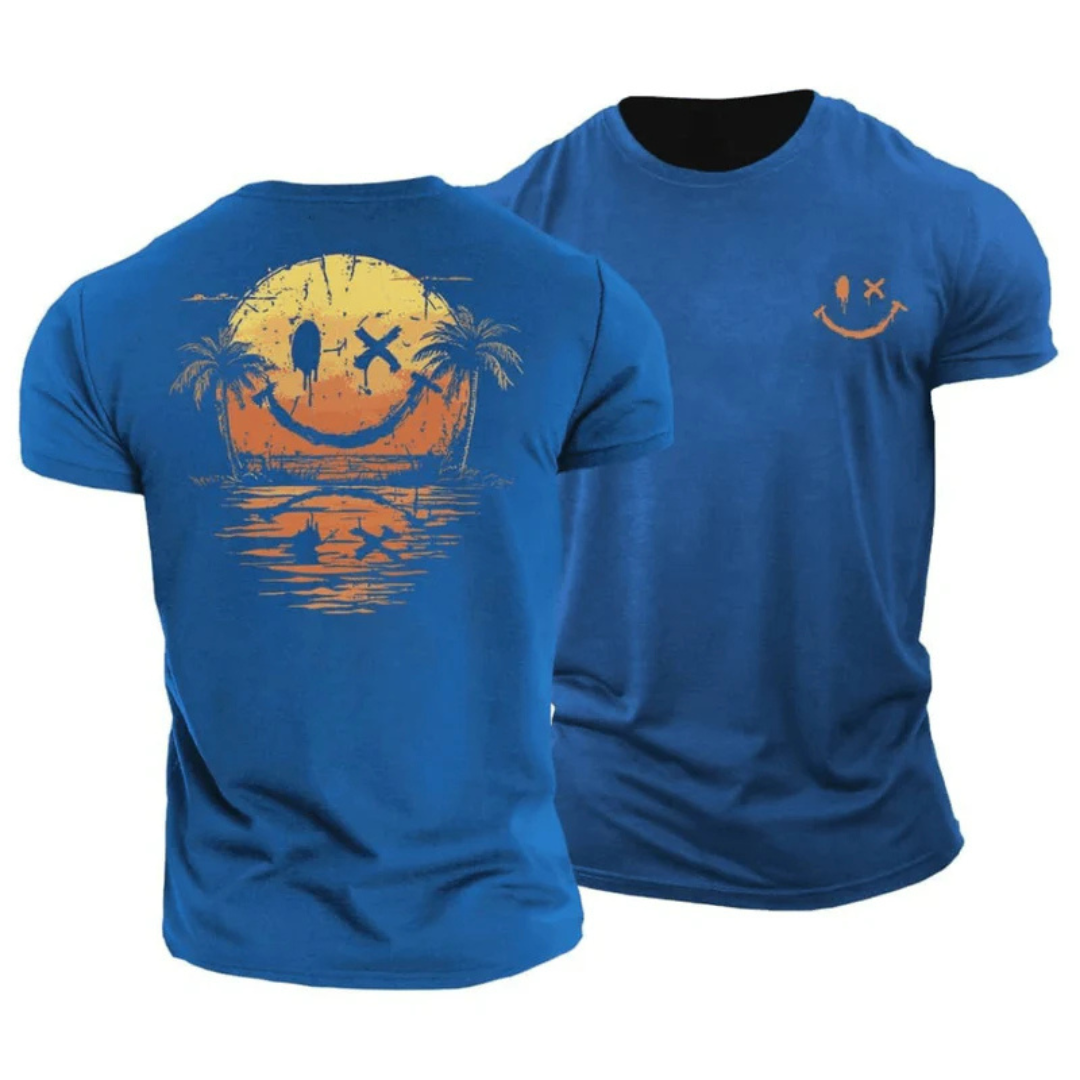 Camiseta de verano con carita sonriente y estampado marino