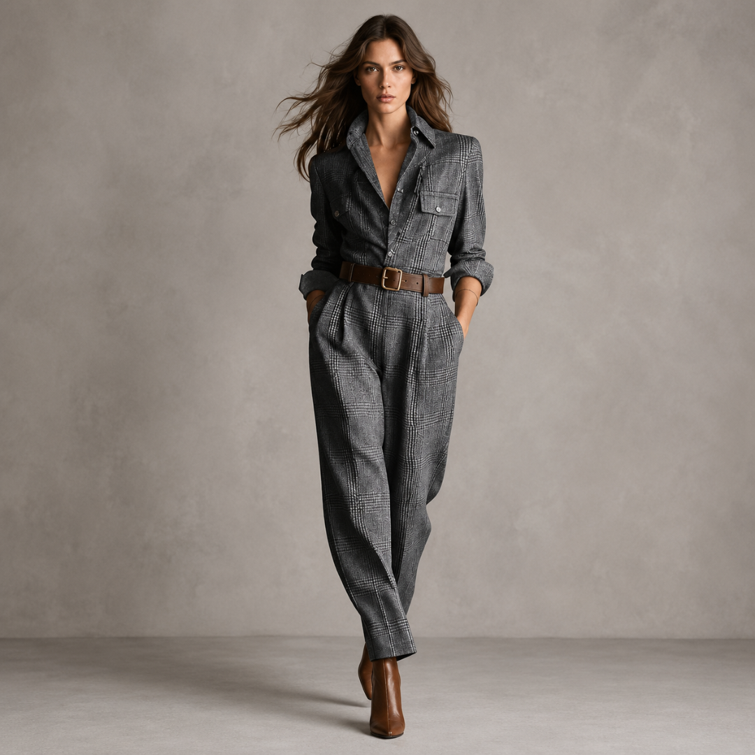 Anna | Elegante estampado a cuadros monocromático
