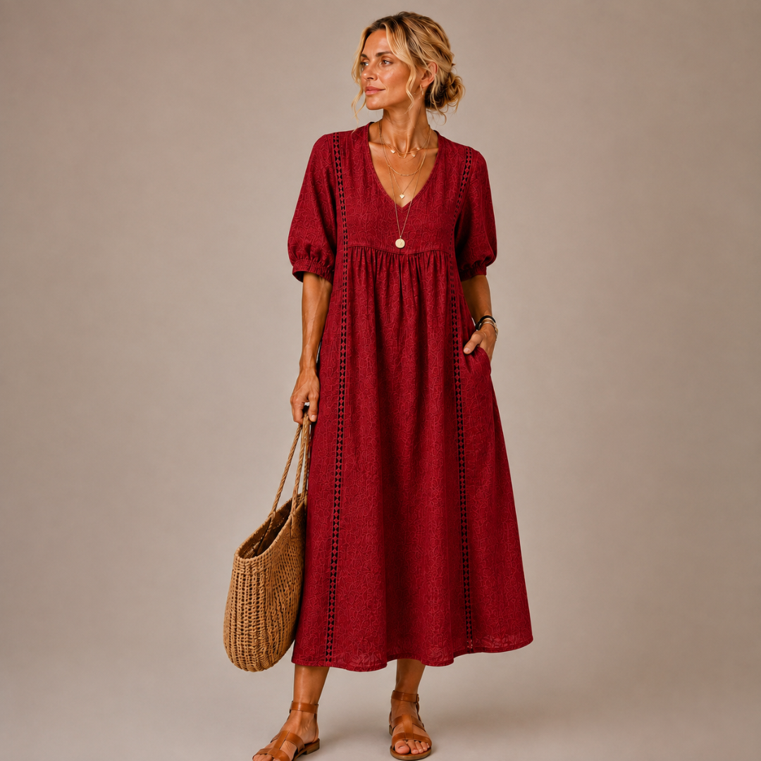 Soline – Vestido midi de verano en lino y algodón.